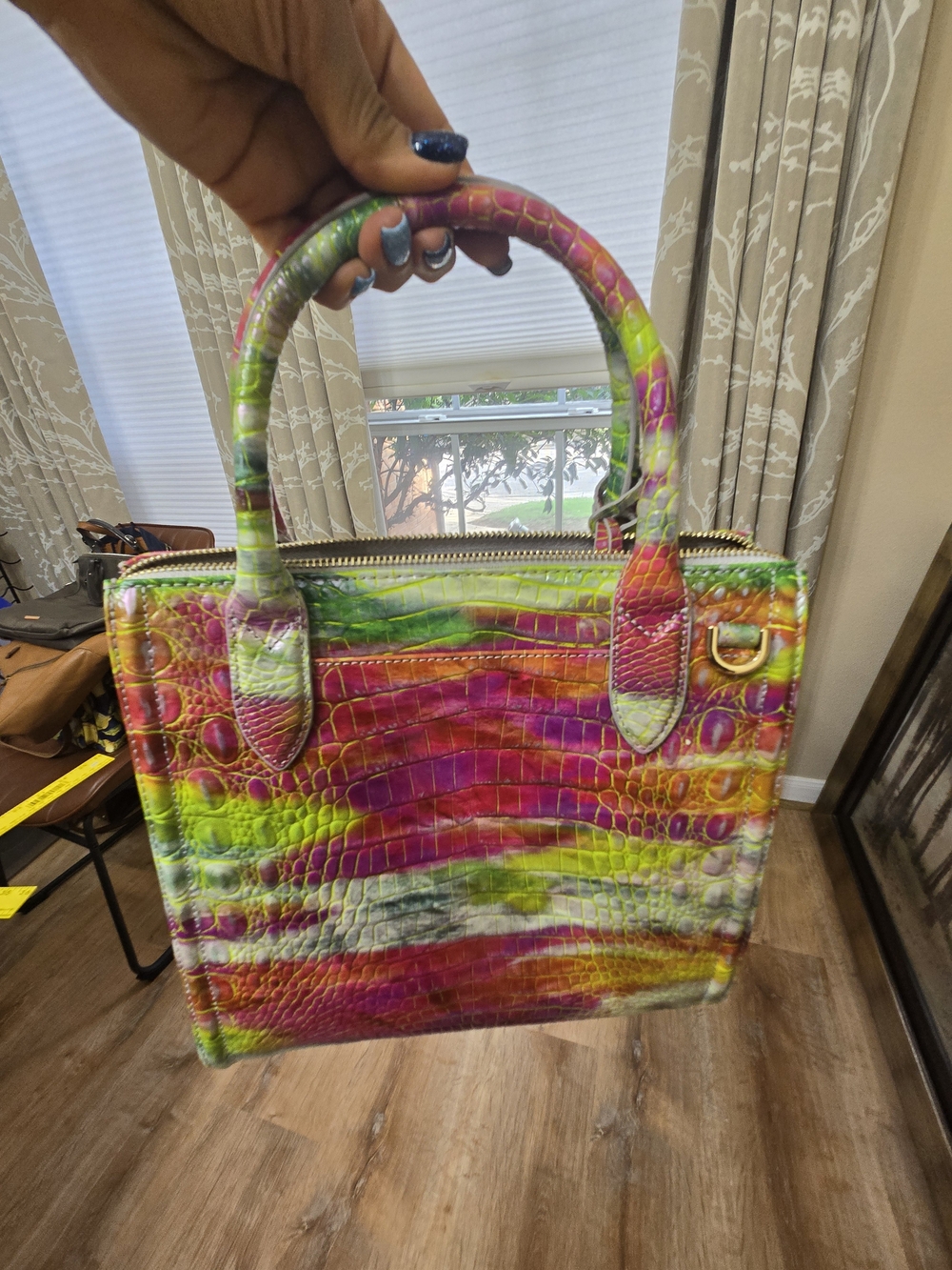 Brahmin Multicolor Croc-Embossed Top-Handle Satchel